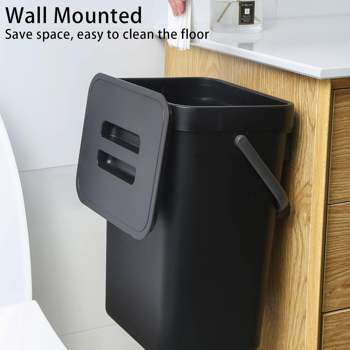 Under Sink Trash Can，Kitchen Compost Bin, 3.2 Gallon/12L, Black