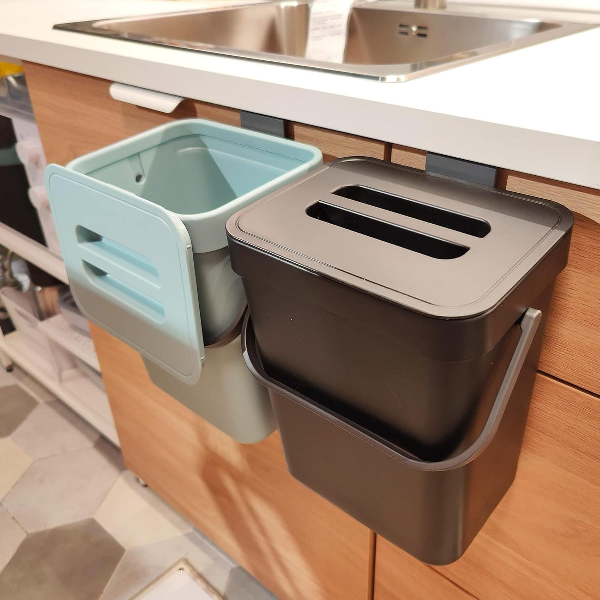 Under Sink Trash Can，Kitchen Compost Bin, 3.2 Gallon/12L, Black