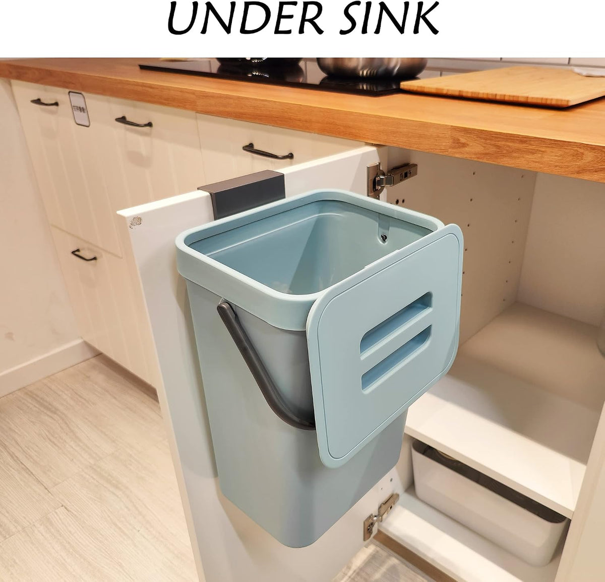 Under Sink Trash Can，Kitchen Compost Bin, 3.2 Gallon/12L, Black