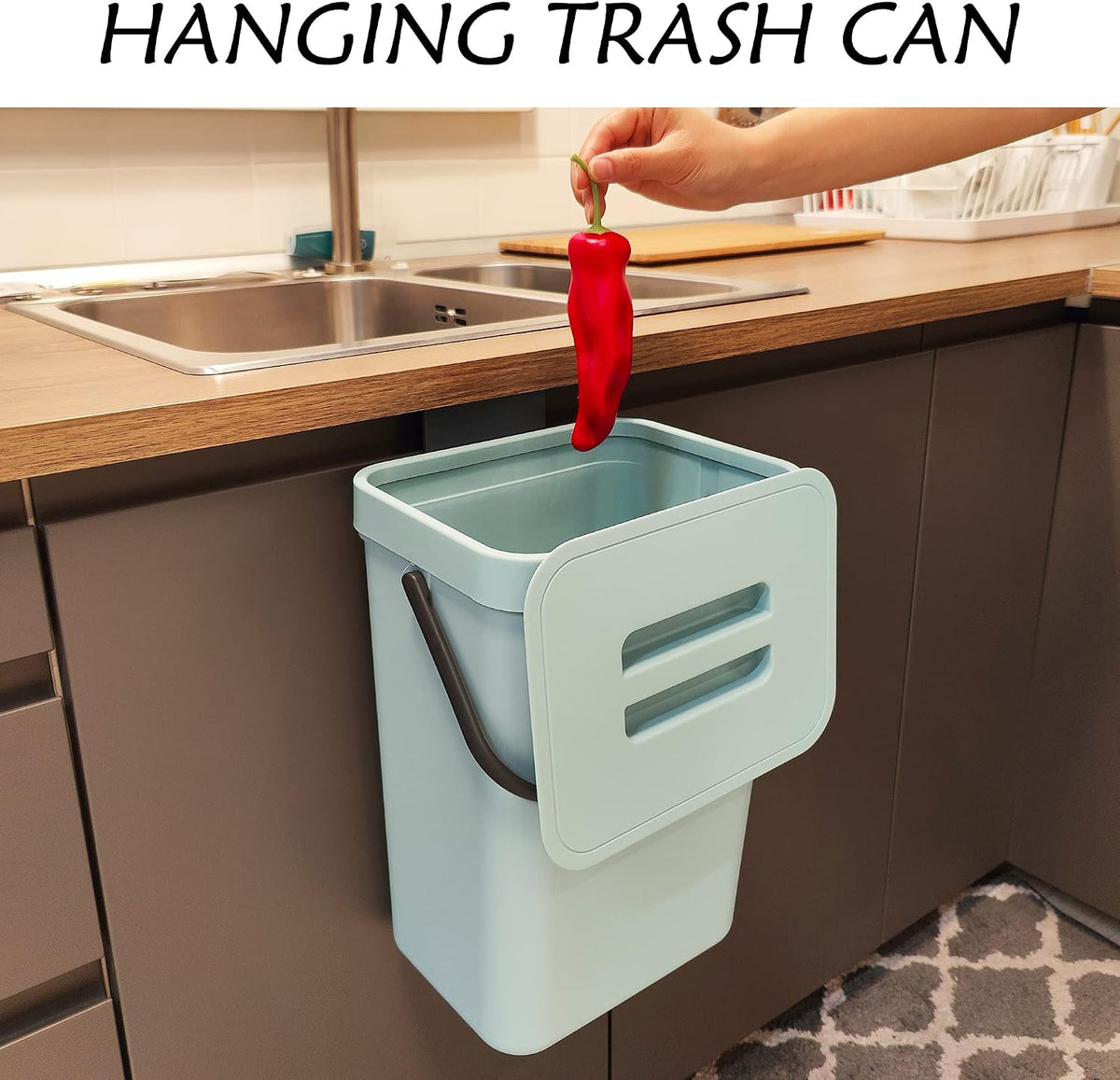 Under Sink Trash Can，Kitchen Compost Bin, 3.2 Gallon/12L, Black