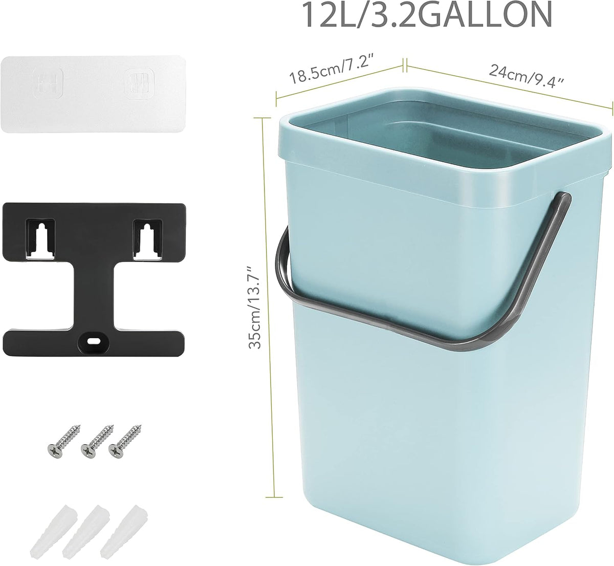 Under Sink Trash Can，Kitchen Compost Bin, 3.2 Gallon/12L, Black