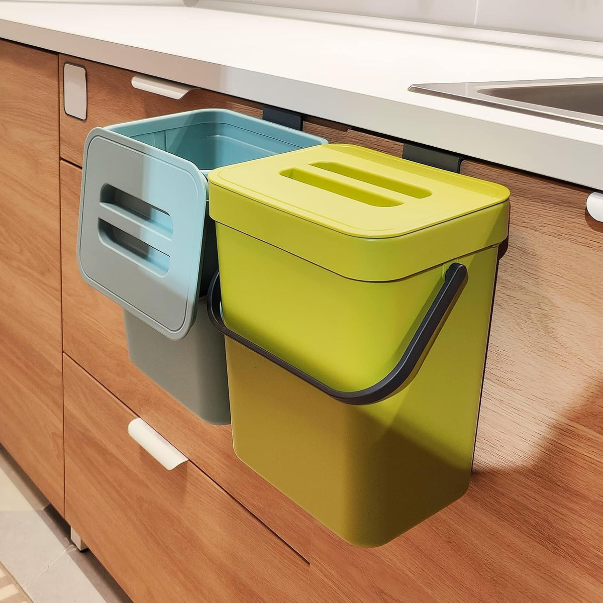 Under Sink Trash Can，Kitchen Compost Bin, 3.2 Gallon/12L, Black