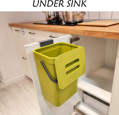 Under Sink Trash Can，Kitchen Compost Bin, 3.2 Gallon/12L, Black