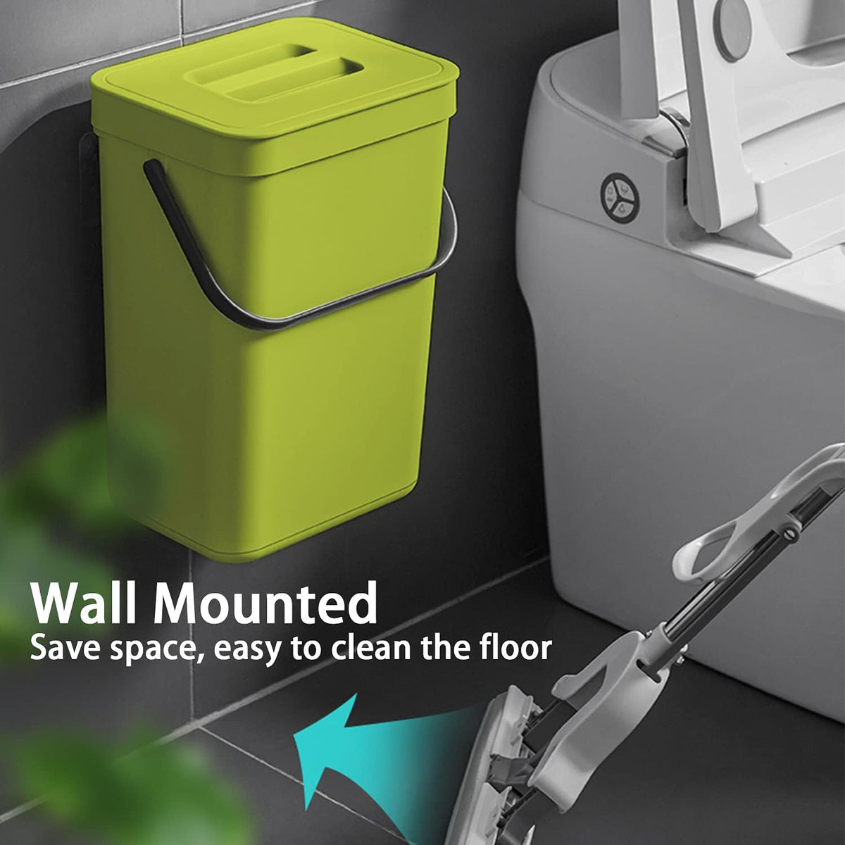 Under Sink Trash Can，Kitchen Compost Bin, 3.2 Gallon/12L, Black