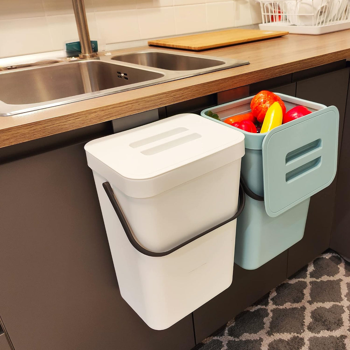 Under Sink Trash Can，Kitchen Compost Bin, 3.2 Gallon/12L, Black