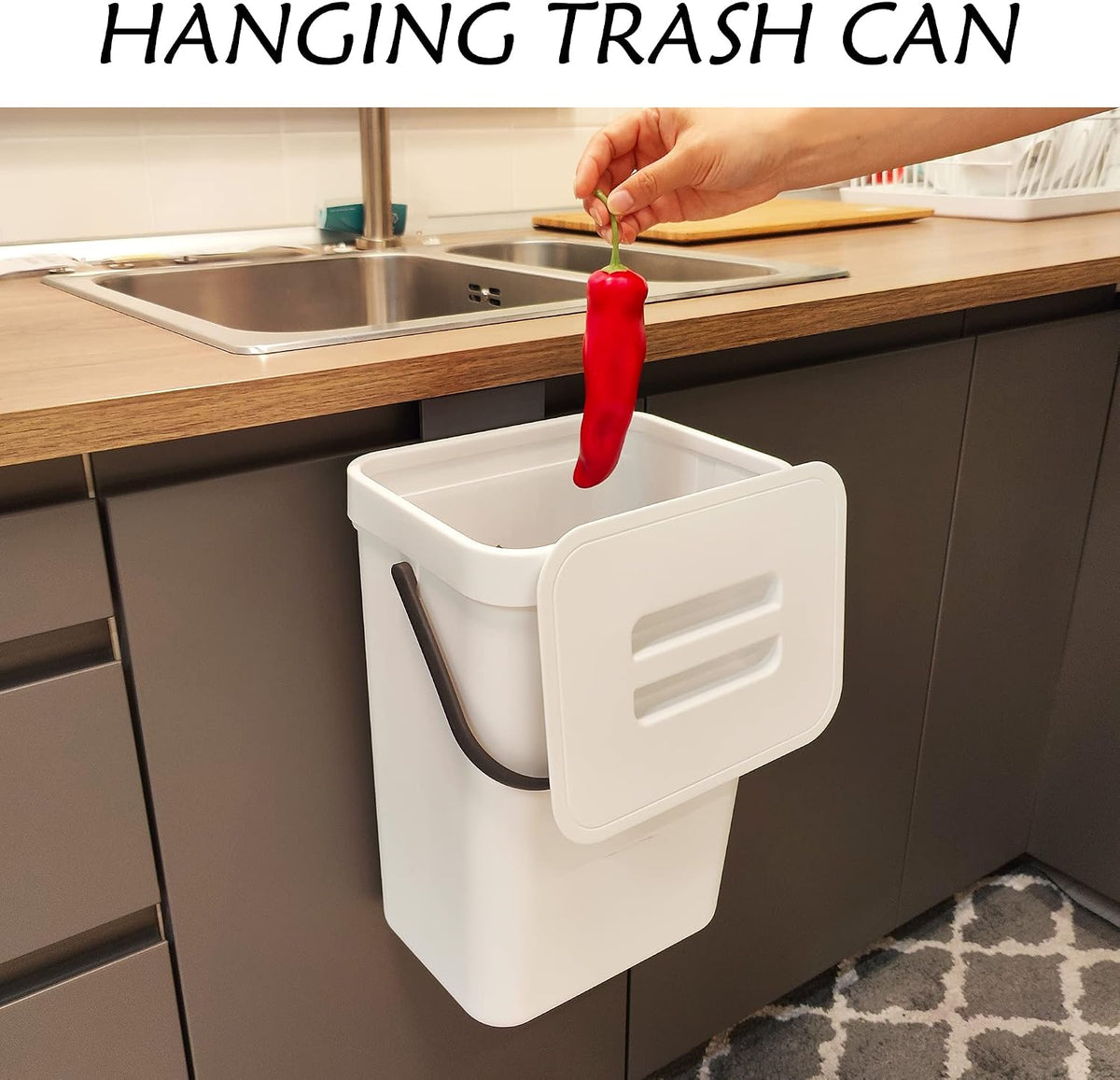 Under Sink Trash Can，Kitchen Compost Bin, 3.2 Gallon/12L, Black