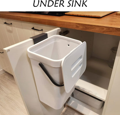 Under Sink Trash Can，Kitchen Compost Bin, 3.2 Gallon/12L, Black