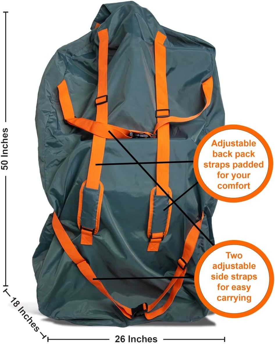 Extra Large Double Stroller Wagon Gate Check Bag for Airplane Travel [50" x 26" x 18"] 420D Waterproof Nylon | Fits Wonderfold W4, BOB Joggers, Veer, Jeep Wagon, Radio Flyer | NOT for Single Strollers