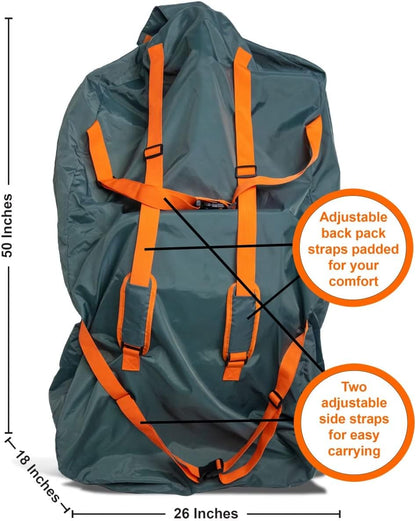 Extra Large Double Stroller Wagon Gate Check Bag for Airplane Travel [50" x 26" x 18"] 420D Waterproof Nylon | Fits Wonderfold W4, BOB Joggers, Veer, Jeep Wagon, Radio Flyer | NOT for Single Strollers