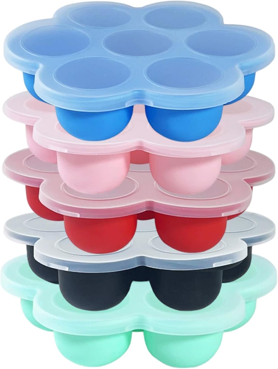 Silicone Baby Food Freezer Tray with Lids Silicone Baby Food Freezer Tray Molds 7-Cavity Mini Soft Ice Cube Molds for Homemade Puree.