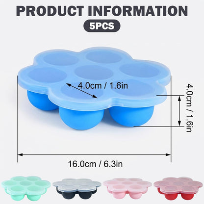 Silicone Baby Food Freezer Tray with Lids Silicone Baby Food Freezer Tray Molds 7-Cavity Mini Soft Ice Cube Molds for Homemade Puree.