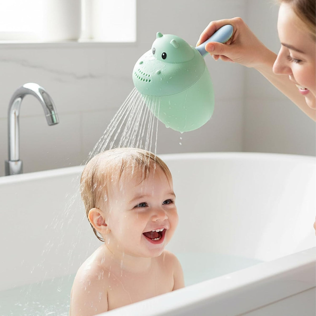 Baby Bath Rinse Cup, Fun Hippo Bath Water Pourer for Kids with Easy-Fill Design, Gentle Shower for Hair Rinsing, Safe PP Material, Baby Water Pourer