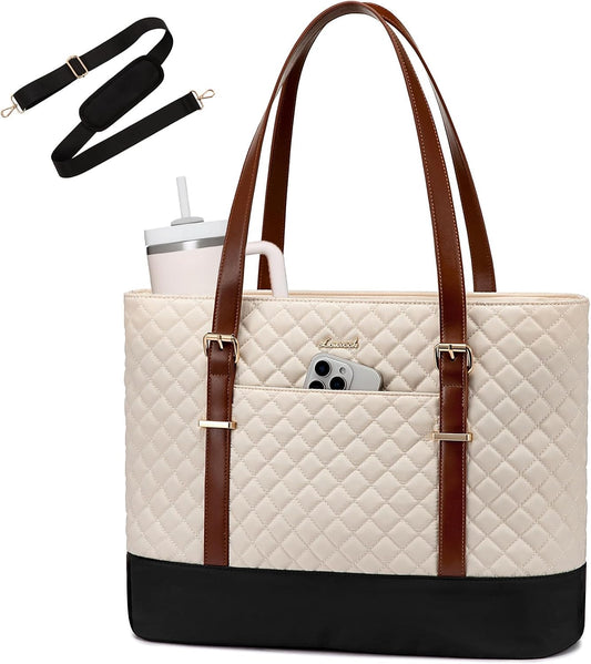 Lunch Tote Bag for Women, 15.6 Inch Laptop Work Bag With Lunch Compartment & Large Cup Holder, Lightweight Work Briefcase for Travel, Bussiness, Teacher