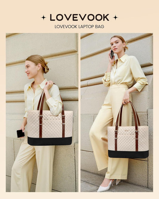 Lunch Tote Bag for Women, 15.6 Inch Laptop Work Bag With Lunch Compartment & Large Cup Holder, Lightweight Work Briefcase for Travel, Bussiness, Teacher