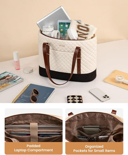 Lunch Tote Bag for Women, 15.6 Inch Laptop Work Bag With Lunch Compartment & Large Cup Holder, Lightweight Work Briefcase for Travel, Bussiness, Teacher