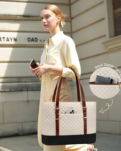 Lunch Tote Bag for Women, 15.6 Inch Laptop Work Bag With Lunch Compartment & Large Cup Holder, Lightweight Work Briefcase for Travel, Bussiness, Teacher