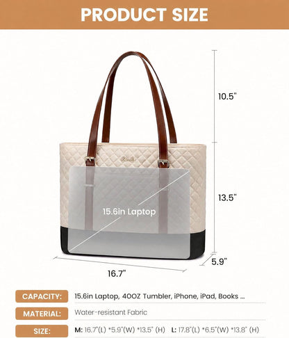 Lunch Tote Bag for Women, 15.6 Inch Laptop Work Bag With Lunch Compartment & Large Cup Holder, Lightweight Work Briefcase for Travel, Bussiness, Teacher