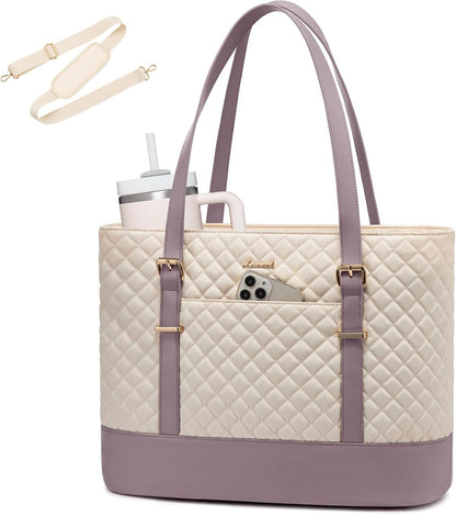 Lunch Tote Bag for Women, 15.6 Inch Laptop Work Bag With Lunch Compartment & Large Cup Holder, Lightweight Work Briefcase for Travel, Bussiness, Teacher