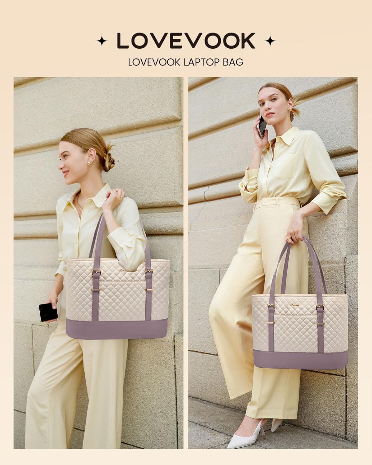 Lunch Tote Bag for Women, 15.6 Inch Laptop Work Bag With Lunch Compartment & Large Cup Holder, Lightweight Work Briefcase for Travel, Bussiness, Teacher