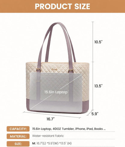 Lunch Tote Bag for Women, 15.6 Inch Laptop Work Bag With Lunch Compartment & Large Cup Holder, Lightweight Work Briefcase for Travel, Bussiness, Teacher