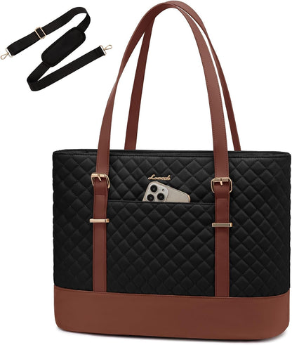 Lunch Tote Bag for Women, 15.6 Inch Laptop Work Bag With Lunch Compartment & Large Cup Holder, Lightweight Work Briefcase for Travel, Bussiness, Teacher