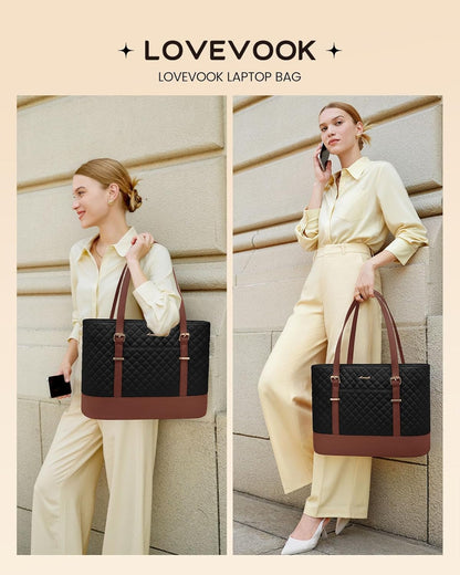 Lunch Tote Bag for Women, 15.6 Inch Laptop Work Bag With Lunch Compartment & Large Cup Holder, Lightweight Work Briefcase for Travel, Bussiness, Teacher