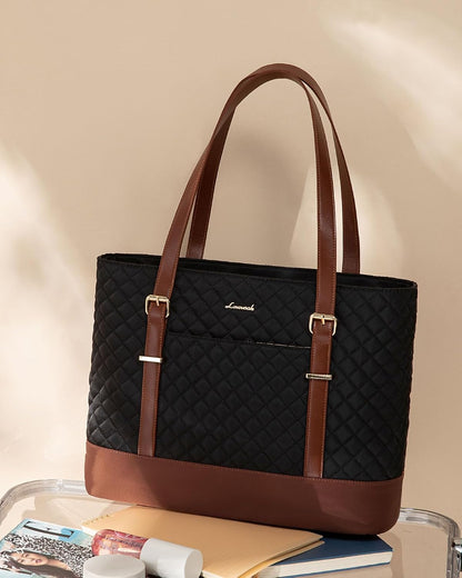 Lunch Tote Bag for Women, 15.6 Inch Laptop Work Bag With Lunch Compartment & Large Cup Holder, Lightweight Work Briefcase for Travel, Bussiness, Teacher