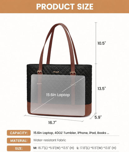 Lunch Tote Bag for Women, 15.6 Inch Laptop Work Bag With Lunch Compartment & Large Cup Holder, Lightweight Work Briefcase for Travel, Bussiness, Teacher