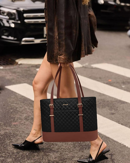 Lunch Tote Bag for Women, 15.6 Inch Laptop Work Bag With Lunch Compartment & Large Cup Holder, Lightweight Work Briefcase for Travel, Bussiness, Teacher