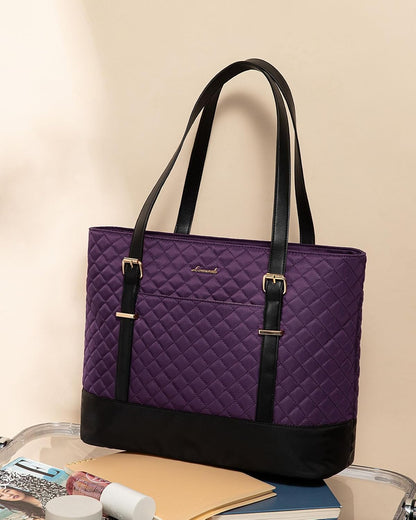 Lunch Tote Bag for Women, 15.6 Inch Laptop Work Bag With Lunch Compartment & Large Cup Holder, Lightweight Work Briefcase for Travel, Bussiness, Teacher