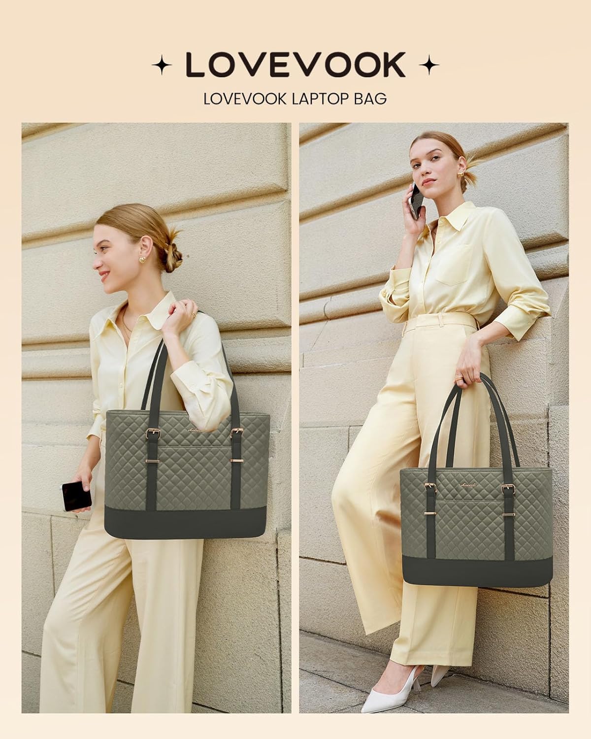 Lunch Tote Bag for Women, 15.6 Inch Laptop Work Bag With Lunch Compartment & Large Cup Holder, Lightweight Work Briefcase for Travel, Bussiness, Teacher