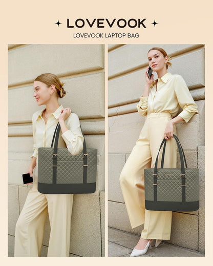 Lunch Tote Bag for Women, 15.6 Inch Laptop Work Bag With Lunch Compartment & Large Cup Holder, Lightweight Work Briefcase for Travel, Bussiness, Teacher