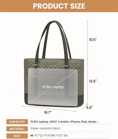 Lunch Tote Bag for Women, 15.6 Inch Laptop Work Bag With Lunch Compartment & Large Cup Holder, Lightweight Work Briefcase for Travel, Bussiness, Teacher