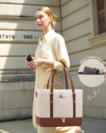 Lunch Tote Bag for Women, 15.6 Inch Laptop Work Bag With Lunch Compartment & Large Cup Holder, Lightweight Work Briefcase for Travel, Bussiness, Teacher