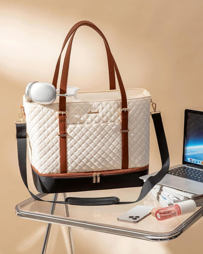 Lunch Tote Bag for Women, 15.6 Inch Laptop Work Bag With Lunch Compartment & Large Cup Holder, Lightweight Work Briefcase for Travel, Bussiness, Teacher