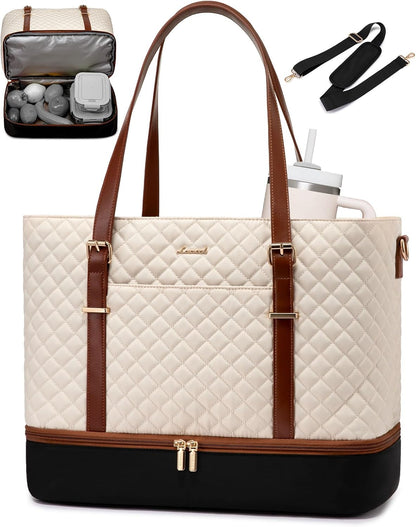 Lunch Tote Bag for Women, 15.6 Inch Laptop Work Bag With Lunch Compartment & Large Cup Holder, Lightweight Work Briefcase for Travel, Bussiness, Teacher