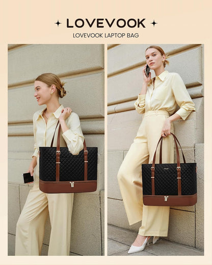 Lunch Tote Bag for Women, 15.6 Inch Laptop Work Bag With Lunch Compartment & Large Cup Holder, Lightweight Work Briefcase for Travel, Bussiness, Teacher