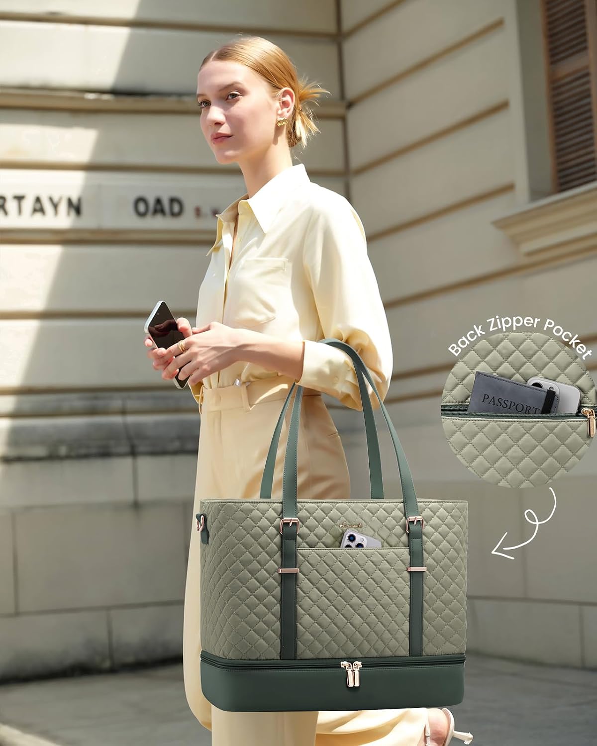 Lunch Tote Bag for Women, 15.6 Inch Laptop Work Bag With Lunch Compartment & Large Cup Holder, Lightweight Work Briefcase for Travel, Bussiness, Teacher