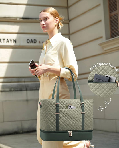 Lunch Tote Bag for Women, 15.6 Inch Laptop Work Bag With Lunch Compartment & Large Cup Holder, Lightweight Work Briefcase for Travel, Bussiness, Teacher