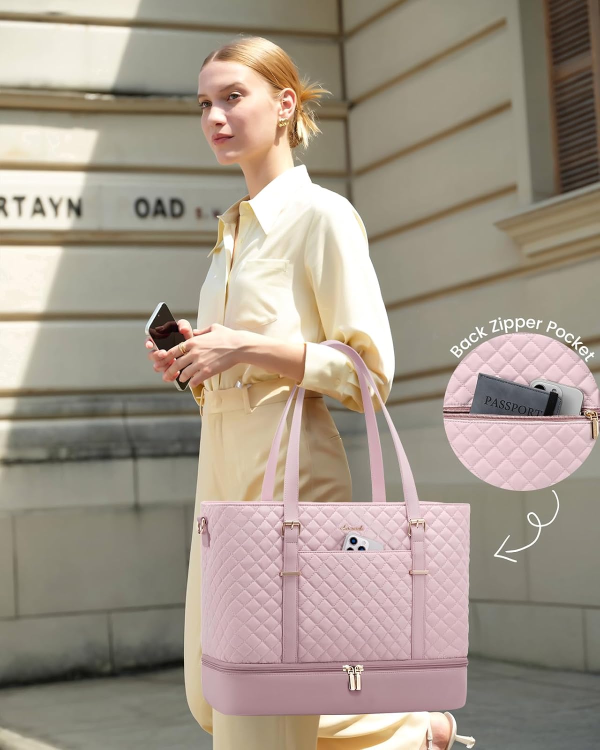 Lunch Tote Bag for Women, 15.6 Inch Laptop Work Bag With Lunch Compartment & Large Cup Holder, Lightweight Work Briefcase for Travel, Bussiness, Teacher