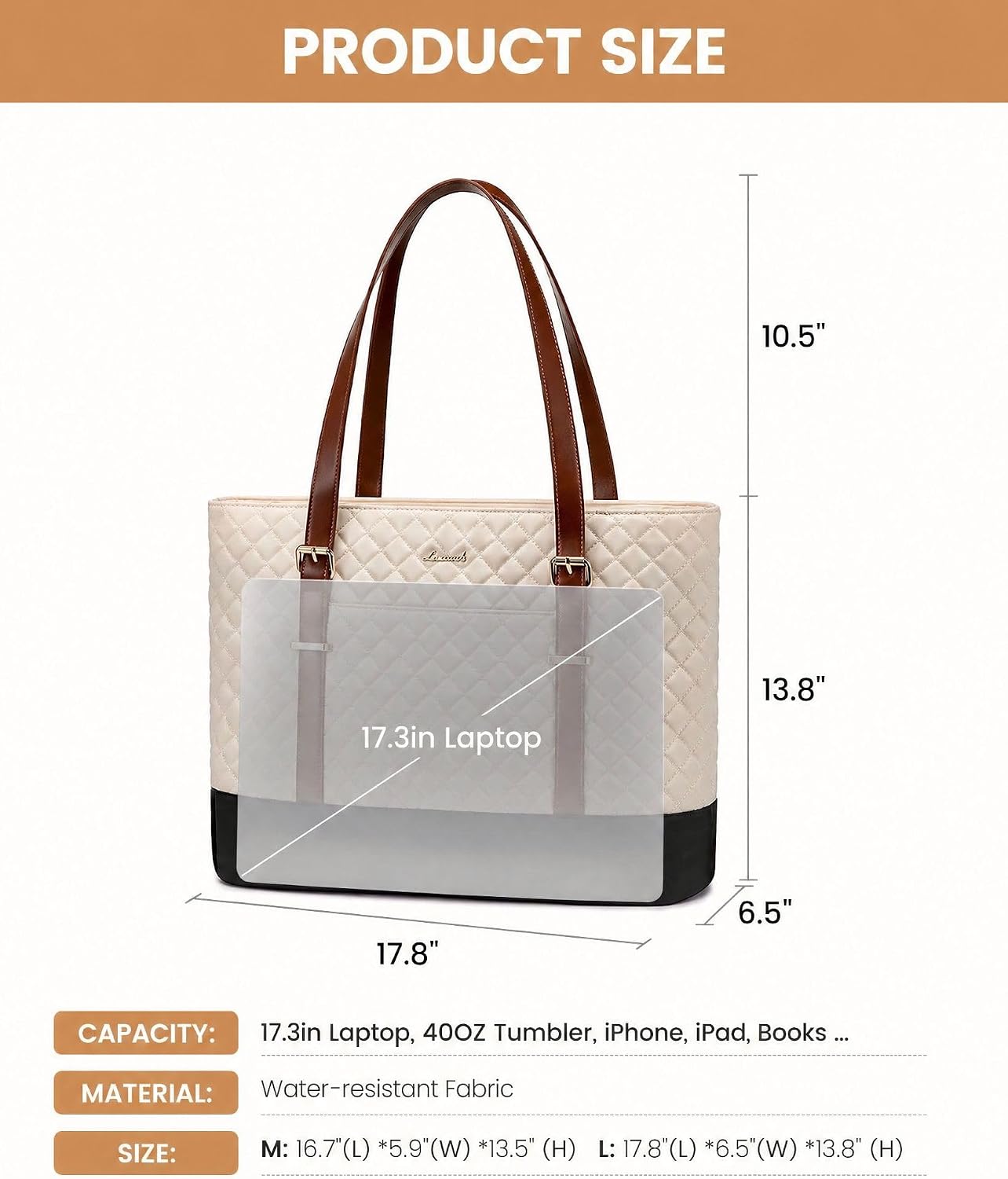 Lunch Tote Bag for Women, 15.6 Inch Laptop Work Bag With Lunch Compartment & Large Cup Holder, Lightweight Work Briefcase for Travel, Bussiness, Teacher