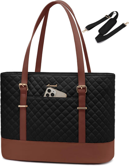 Lunch Tote Bag for Women, 15.6 Inch Laptop Work Bag With Lunch Compartment & Large Cup Holder, Lightweight Work Briefcase for Travel, Bussiness, Teacher