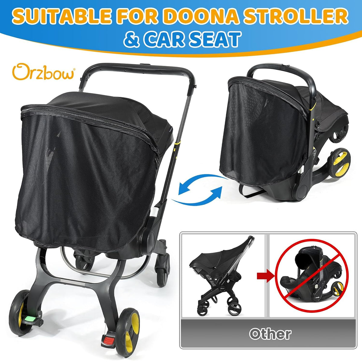 Sunshade Extension Compatible with Doona - All-Around Protection for Summer