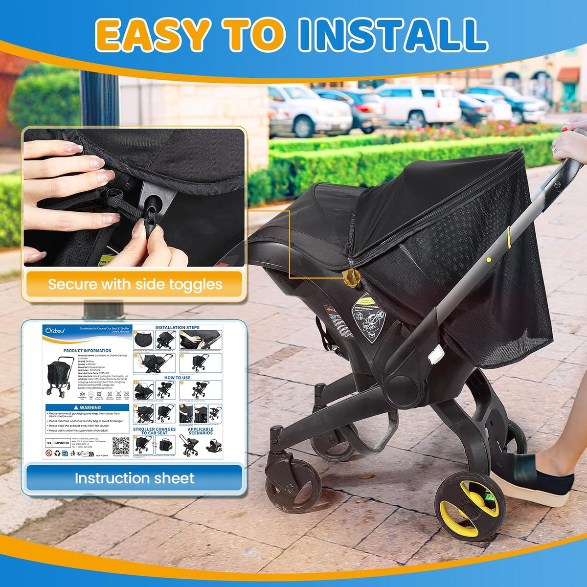 Sunshade Extension Compatible with Doona - All-Around Protection for Summer
