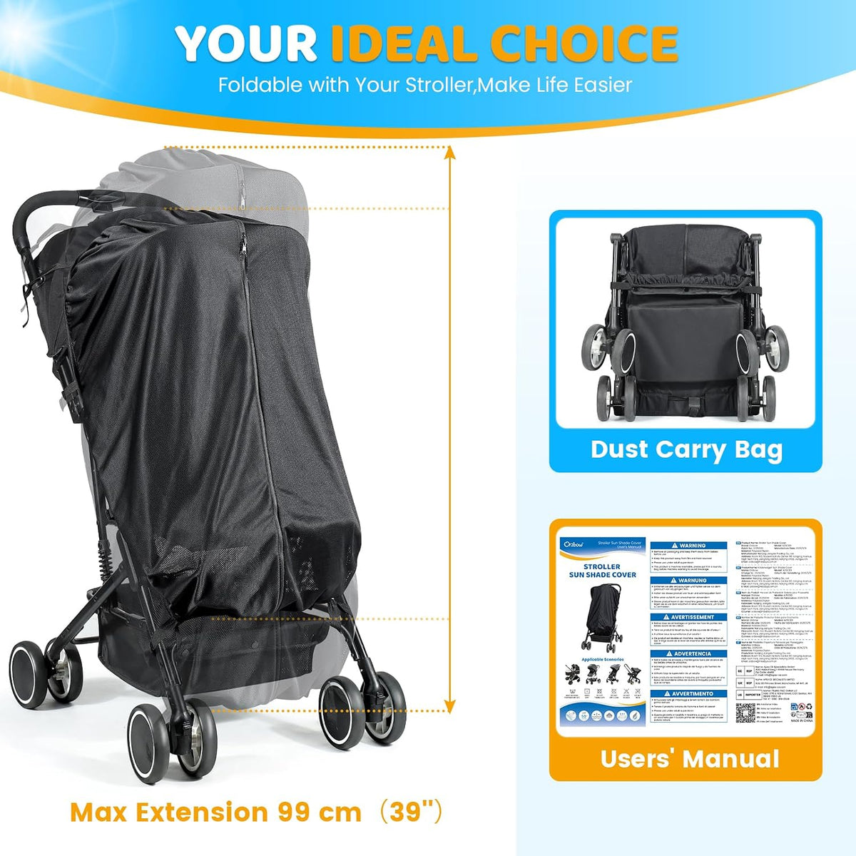 Sunshade Extension Compatible with Doona - All-Around Protection for Summer