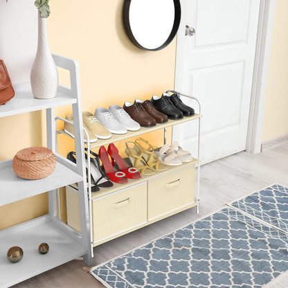 3-Tier Closet Storage with 2 Drawers, Beige