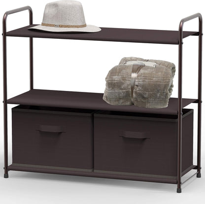 3-Tier Closet Storage with 2 Drawers, Beige