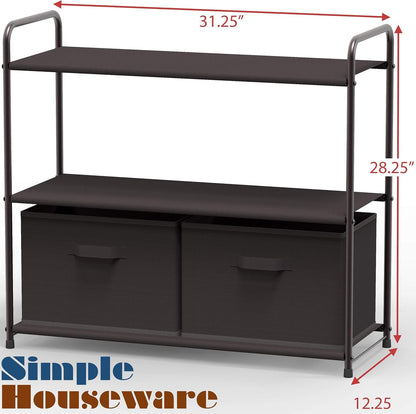 3-Tier Closet Storage with 2 Drawers, Beige
