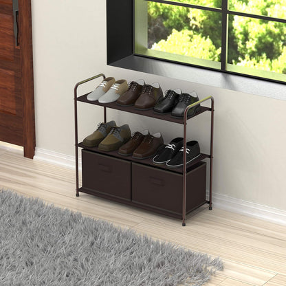 3-Tier Closet Storage with 2 Drawers, Beige