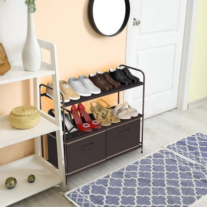 3-Tier Closet Storage with 2 Drawers, Beige